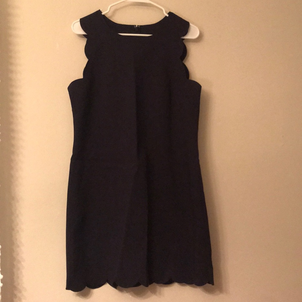 Navy jcrew factory scallop shift dress